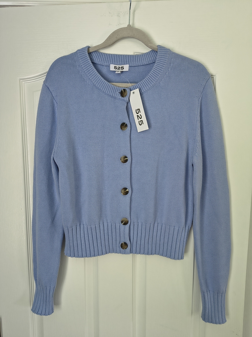 525 America Light Blue Button-Front Women's Cardigan Sweater
